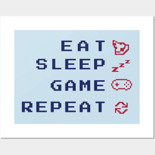 Gamer Eat Sleep Game Repeat Posters and Art